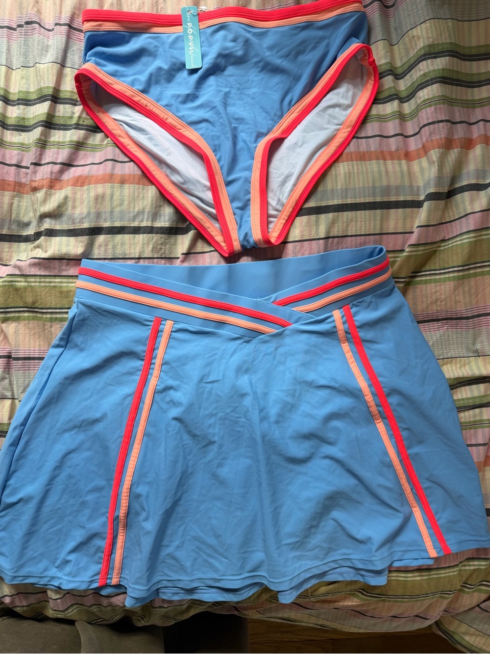 Popvil Sporty Swim Skirt & Bikini Bottoms Size XL Blue Coral